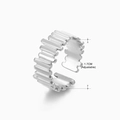 Minimalist silver irregular vertical textured open adjustable stainless steel ring - Steel Ring 056