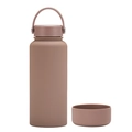 1L vacuum insulated sports bottle in matte dusty pink with silicone non-slip base - 1 L / Light Coffee