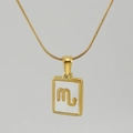 18K gold plated stainless steel Scorpio constellation necklace with square pendant - Scorpio