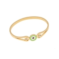 Brazalete de acero inoxidable dorado con diseño de ojo turco en verde y blanco elegante - Estilo de Ojo de Empalme Tricolor (3#)