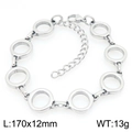 Bracciale a maglie regolabile in acciaio inossidabile argento con anelli tondi cavi - Argento (KB208721-ZCG)