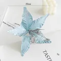 Light blue artificial Christmas flower with silver glitter and 20cm diameter size - Diameter 20cm / Light Blue