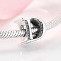 Sterling silver alphabet letter D charm bead on silver snake chain bracelet - Letter D