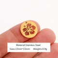 Golden stainless steel flower pendant charm with hollow design in 15mm size - Floral Hollow-DY1076-2