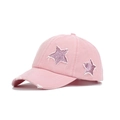 Roze gewassen baseballpet met glinsterende paarse sterren en een distressed afwerking - Roze