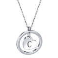 Stainless steel round hollow necklace with heart pendant engraved with letter C - Letter C
