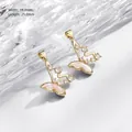 Ciondolo farfalla placcato oro 18k con conchiglia rosa e zirconi incastonati 19x25mm - Ciondolo Farfalla in Madreperla 19x25mm Placcato Oro 18K