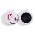 Portable folding unicorn hair brush with mirror in white casing for girls - White Pony