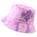 Cappello da pescatore in cotone tie-dye rosa e viola con tesa larga e cuciture fitte - 58cm / Tie-dye Artistico Rosa Viola (Colore 12)