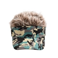 Detail of creative camouflage wig baseball cap with light brown synthetic hair texture - Brown Wig Light Green Camo