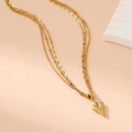 Dreilagige goldene Edelstahlkette mit Herzanhänger und eleganten Gliederketten im Set - Drei Lagen Goldene Herz Anhänger