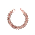 Hip-Hop-Armband in Roségold mit funkelnden Strasssteinen im kubanischen Gliederstil - Roségold