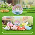 Miniature ocean animal resin figures set featuring transparent pink shell and octopus - M373 Blue Sea Crystal Spirit (6 Pcs/End Box) / Full Box Set