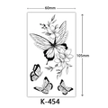 Waterproof temporary tattoo featuring black butterfly and flower sketch lines, model K-454 - K-454-Butterfly Floral