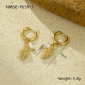 Detailed close-up of golden shell and pearl earrings with precise size measurements - Gold Conch Pearl Pendant Hoops