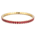 Chic 4mm gold stretch bracelet featuring a continuous row of ruby red cubic zirconia stones - Gold Base Red Zircon (KB164855-Z)