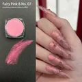 Fairy Pink #07 aurora nail powder with iridescent finish and manicure display - 07# Fairy Powder
