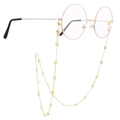 Golden star titanium steel eyewear chain with rose gold round glasses on white background - Gold (KSC027-Z)
