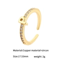 Minimalist 14K gold plated adjustable ring with zircon letter P and 17.53mm diameter - Letter P