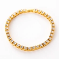 Elegant gold plated tennis bracelet featuring sparkling round white cubic zirconia stones - 4mm-8inch/20cm / Gold