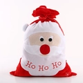 Weihnachtsbeutel mit Weihnachtsmann-Stickerei und rotem Kordelzug aus weichem Plüsch - Weihnachtsmann Ho Ho Ho Stil