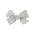 Handmade light grey linen bow hair clip for babies with textured fabric on white background - Light Gray (19)