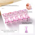 Macro shot of 5pcs aurora purple nail art stands with magnetic bases for practice - Japanese Nail Practice Pad 02