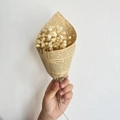 Mini dried gypsophila bouquet wrapped in vintage newspaper paper with hemp rope tie - Vintage Mini White Gypsophila