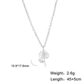 Detail view of silver rose necklace pendant with size 10.9x17.6mm and weight 2.6g - Steel Color Rose