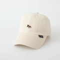 Vista detallada de una gorra de béisbol de algodón beige con bordado de zorro de alta calidad - 54cm (3-8 años) / Blanco Roto