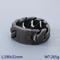 Men's heavy 31mm dark grey stainless steel cuban chain bracelet with folding clasp - Burned Black Bracelet (19cm)