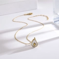 Minimalistische 18K vergulde avocado ketting met wit parelmoer inlegwerk - 18K goud / Avocado Witte Schelp Gouden Ketting