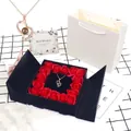 Rose gold heart projection necklace with 100 languages I love you in 16 red rose box - Rose Gold Heart Necklace and Rose Gift Box