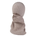 Warme gebreide bivakmuts met nekwarmer voor buiten sporten en skiën in de winter. - Beige