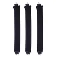 Detailed view of three black velvet curling rods with end hooks for heatless hair styling - 3 Pieces Set / Black