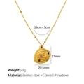 Golden stainless steel shell necklace with colorful rhinestones and beaded chain - Multi-color Shell Pendant + Gold Bead Chain