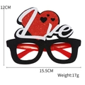 Valentine's Day red glitter LOVE glasses frame with black felt heart cut-out - LOVE Heart Red Style