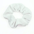 Classic white velvet hair scrunchie with high elasticity and elegant pleated design - White