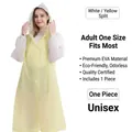 Unisex white and yellow EVA reusable raincoat with drawstring hood and elasticated cuffs - One Size / White & Yellow Patchwork (Adult Elastic Cuff)