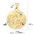 Macro detail of retro gold flower and butterfly charm pendant with colorful zircon stones - Star Moon Flower Relief / Gold