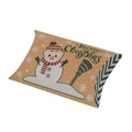 Christmas kraft paper pillow candy box with festive snowman and merry christmas print - Snowman