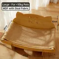 Grand canapé-lit pour chat avec surface à gratter en sisal et design tête de chat - Style en Tissu de Sisal