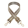 Tracolla regolabile in nylon marrone con motivi a freccia bianchi e ganci dorati - Cachi Scuro Fibbia Argento