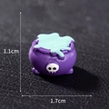 Miniature purple resin Halloween cauldron with skull face and green potion, size 1.7x1.1cm - Style 15 Potion Cauldron