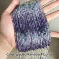 Faceted graduated color fluorite beads in purple and green for DIY jewelry making - Sorted Multi Fluorite 3mm