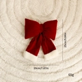 Large burgundy velvet Christmas bow pendant with white plush trim and hanging loop for trees - 20cm / Red Velvet Bow