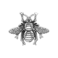 Vintage silver finish bee brooch with detailed insect wing textures and antique style - C1523-AS-Retro Silver Bee