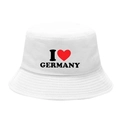 White cotton bucket hat with I Love Germany heart print and stitched brim detail - M / 4# I Love Germany - White