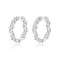 Elegant 925 silver hoop earrings with irregular zircon stones on a white background - Marquise Zirconia Hoop Earrings