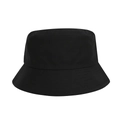 Classic black twill cotton bucket hat for men and women with solid color finish - Black